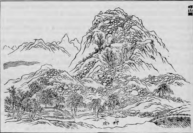 Sketch of a mountain with several large, round boulders rolling down the steep hillsides